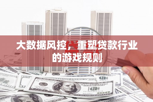 会同大数据风控，重塑贷款行业的游戏规则