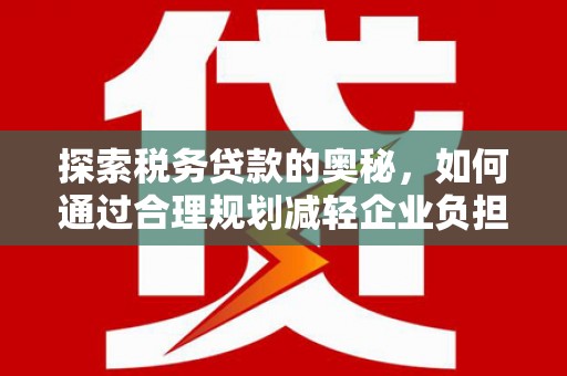 会同探索税务贷款的奥秘，如何通过合理规划减轻企业负担