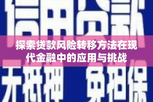 会同探索贷款风险转移方法在现代金融中的应用与挑战