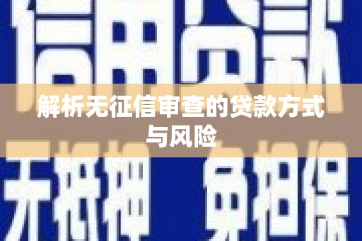 会同解析无征信审查的贷款方式与风险